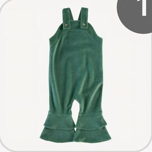 Green Velvet Ruffle Overalls